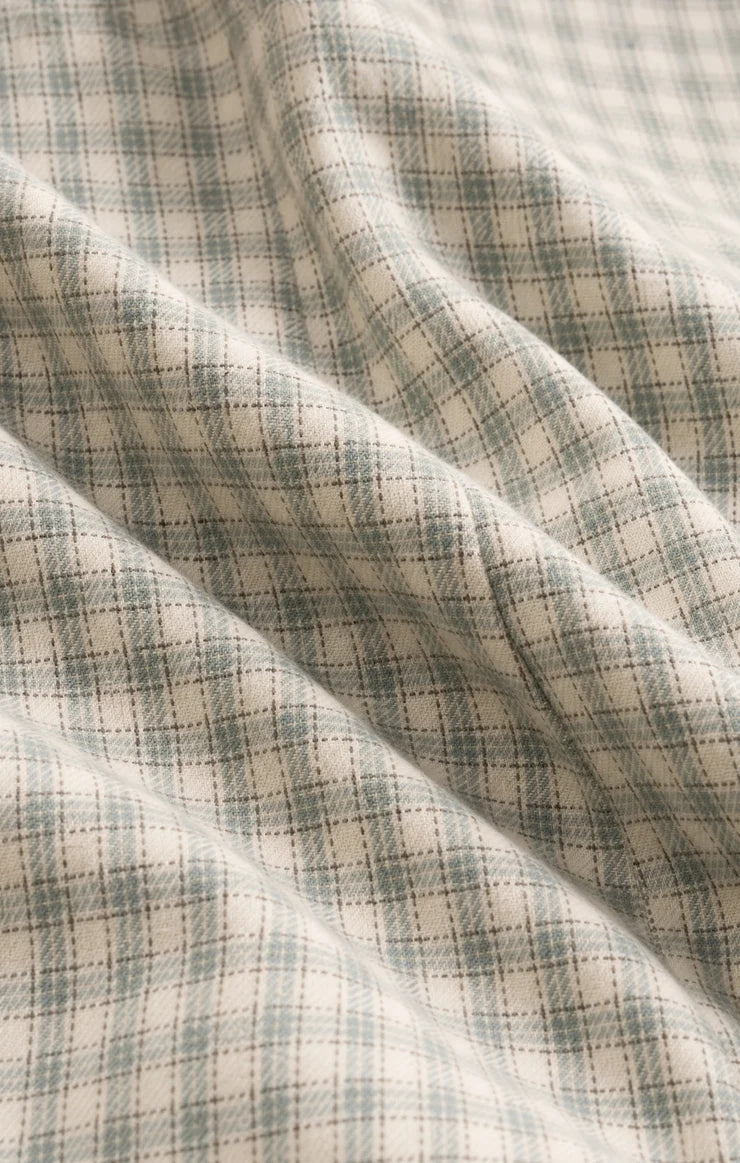 River Plaid Button up Flannel -Emerald Cove