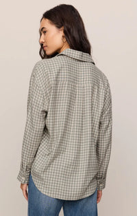 River Plaid Button up Flannel -Emerald Cove