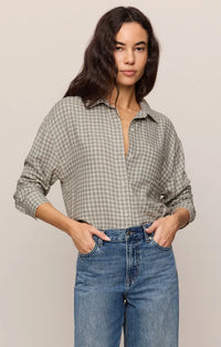River Plaid Button up Flannel -Emerald Cove