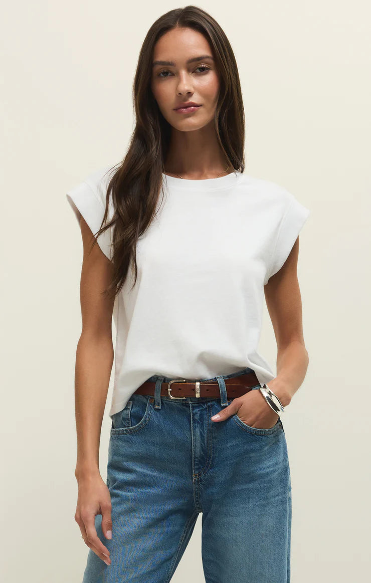 Z Supply Camino Cotton Jersey Top-White