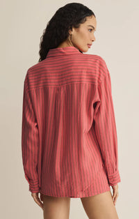 Perfect Striped Linen Button Up-Gelato