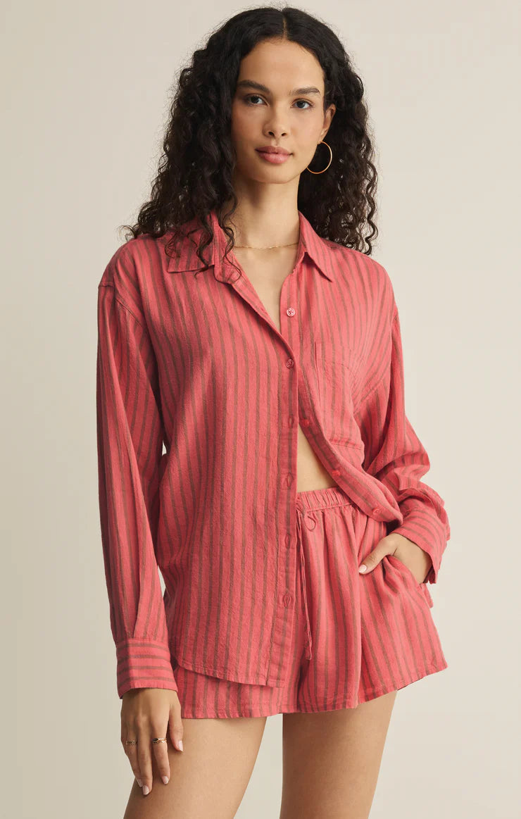Perfect Striped Linen Button Up-Gelato