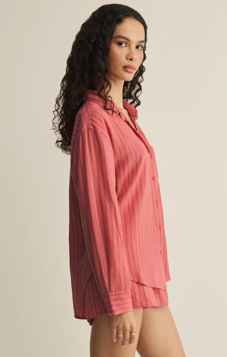 Perfect Striped Linen Button Up-Gelato