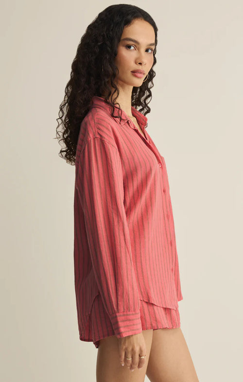 Perfect Striped Linen Button Up-Gelato