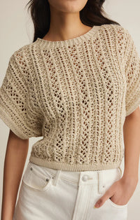 Ballast Crochet Sweater Top-Natural