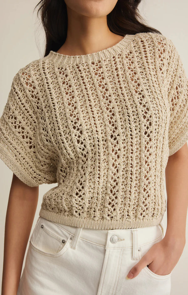 Ballast Crochet Sweater Top-Natural
