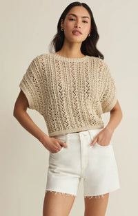 Ballast Crochet Sweater Top-Natural