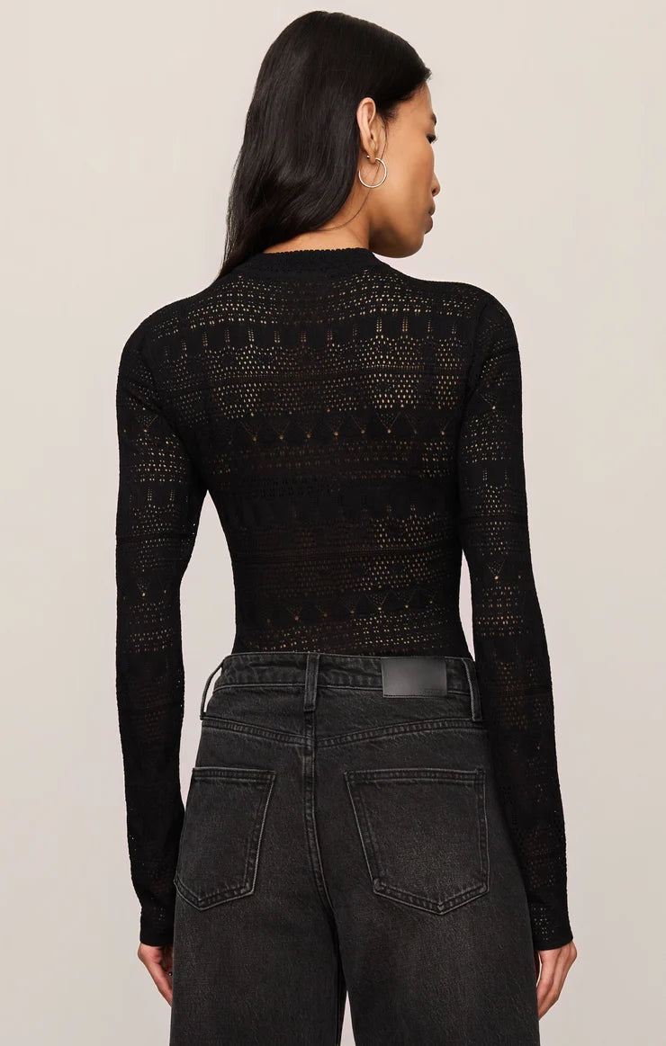Avery Lace Sweater Top-Black