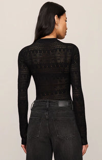 Avery Lace Sweater Top-Black