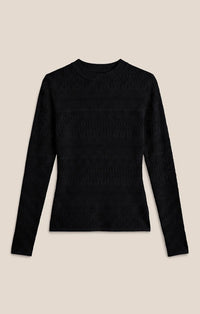Avery Lace Sweater Top-Black