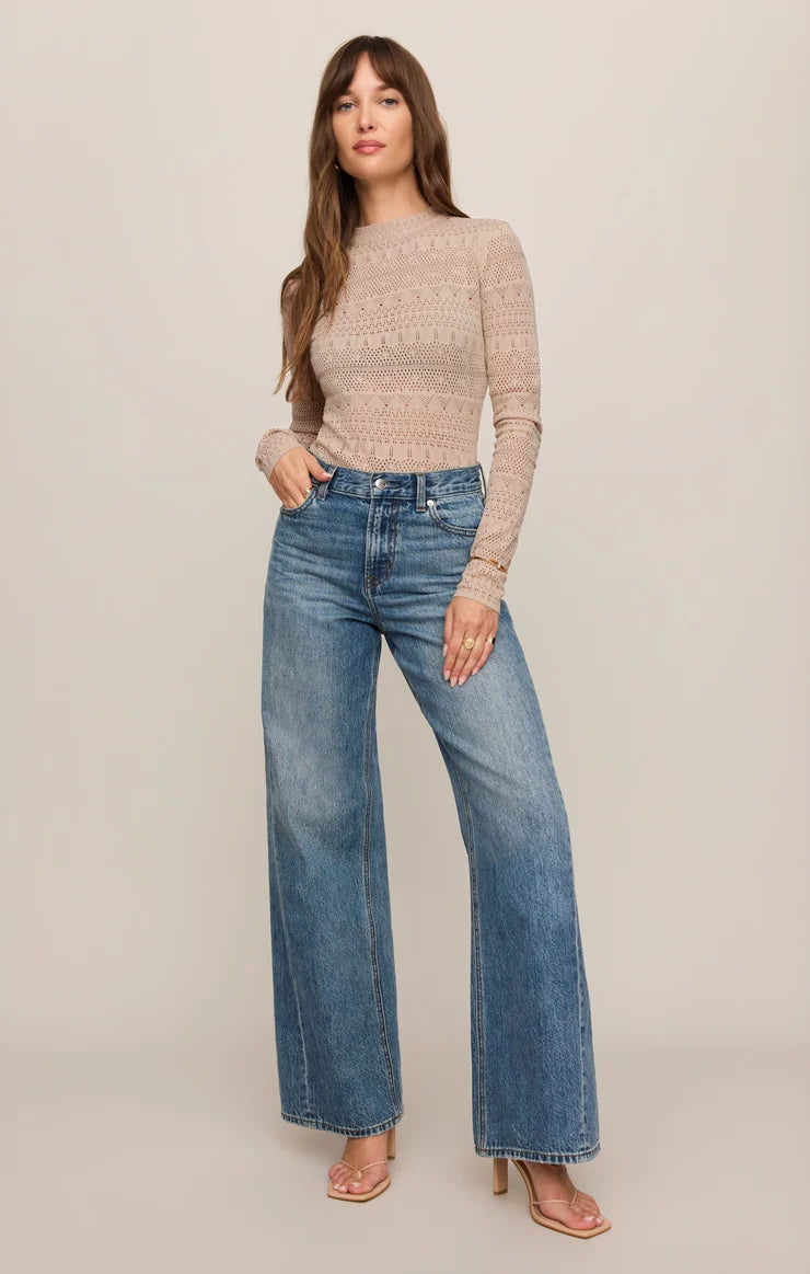 Avery Lace Sweater Top-Ecru