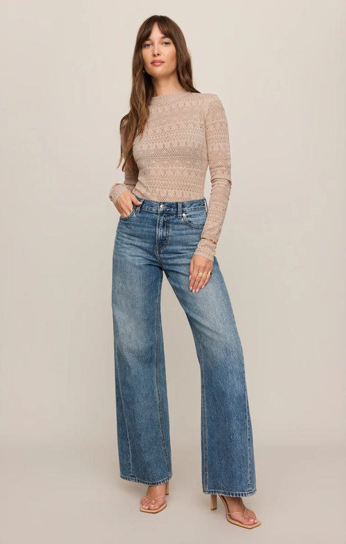 Avery Lace Sweater Top-Ecru