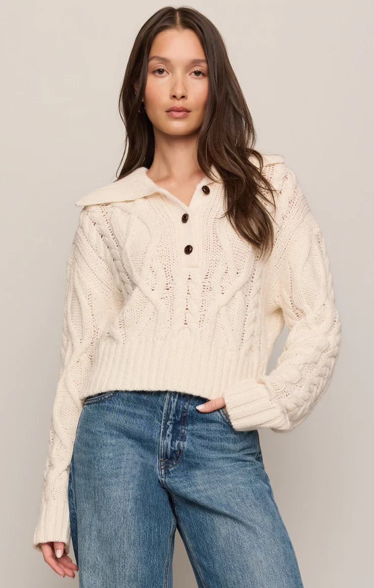 Z Supply Hartwell Cable Knit Sweater-Ivory