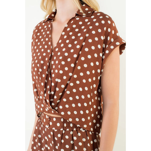 Polka Dot Collared Top