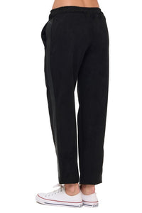 Scuba Lounge Pant w/Pleather Detail-Black