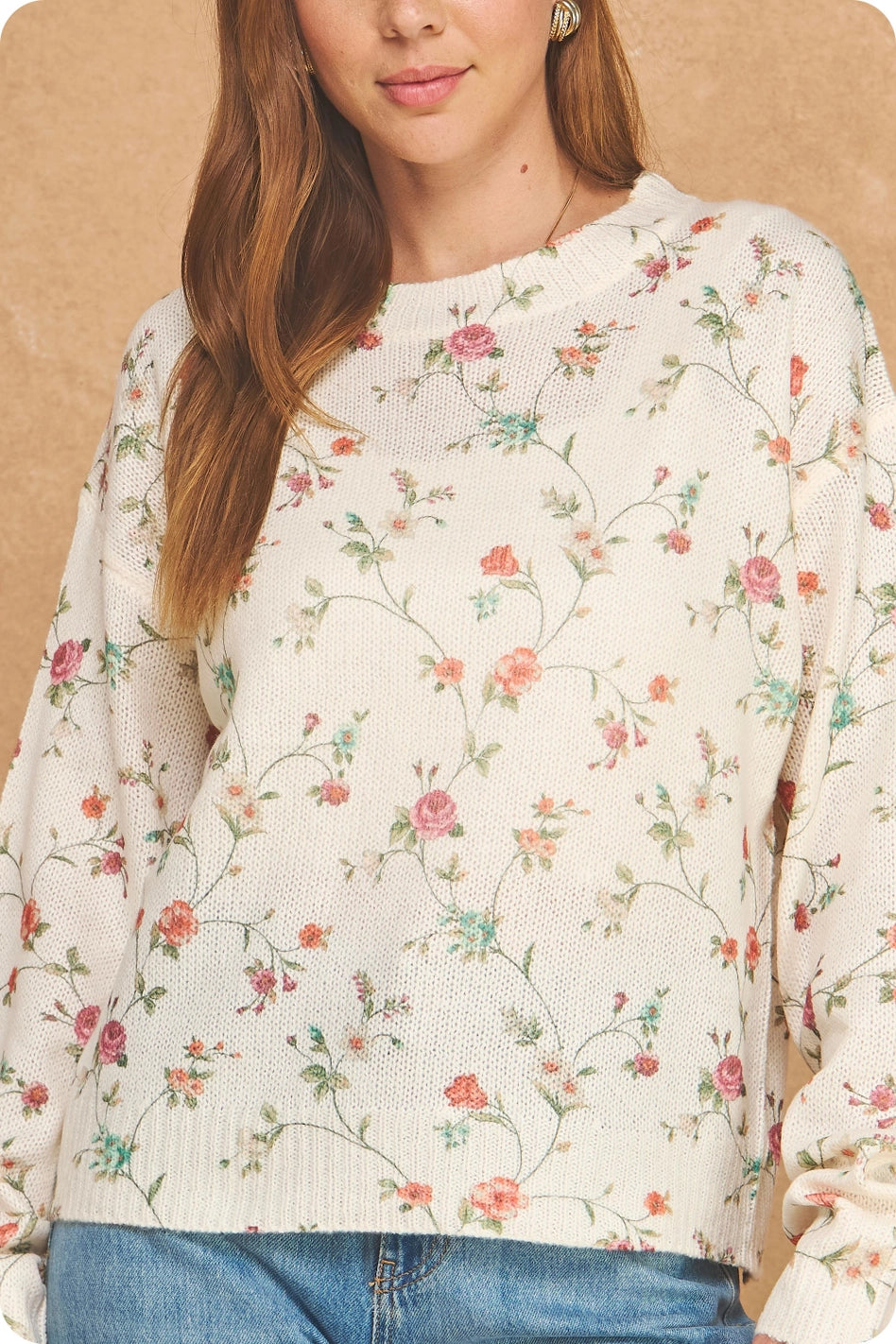 Botanical Floral Print Sweater