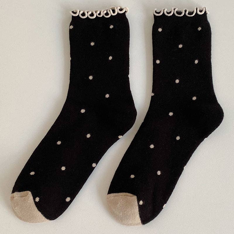 Polka Dots Ruffle Crew Socks