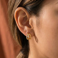 Pave Triple Hoop Huggie Earrings