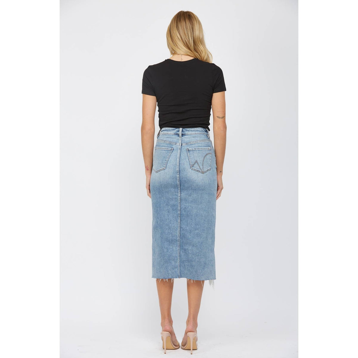 MIC Distressed Midi Skirt