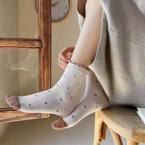Polka Dots Ruffle Crew Socks