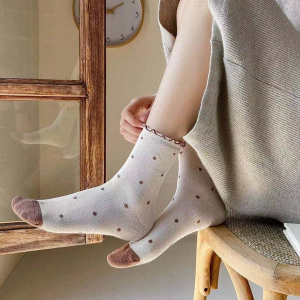 Polka Dots Ruffle Crew Socks