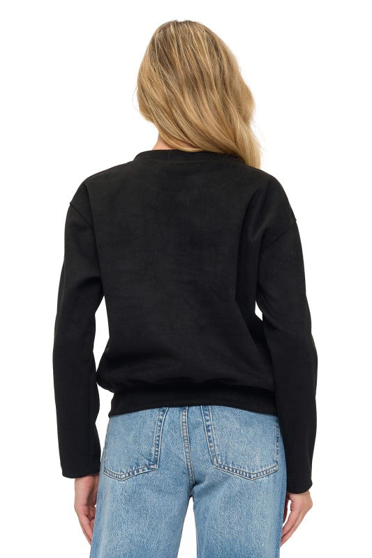 Scuba Crew w/Pleather Sleeve-Black