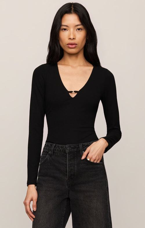 Z Supply Ginger Bodysuit-Black