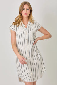 Striped Fray Hem Dress