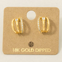 Pave Triple Hoop Huggie Earrings