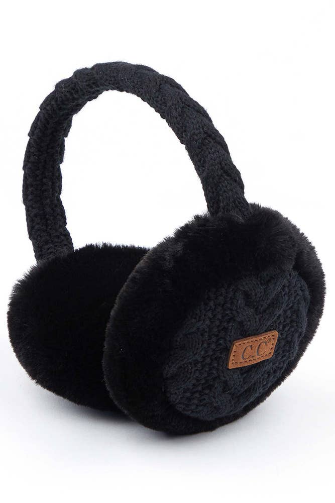 C.C Cable Knit/Fur Earmuff