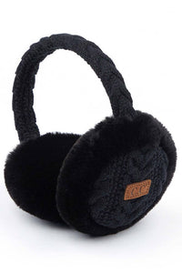 C.C Cable Knit/Fur Earmuff