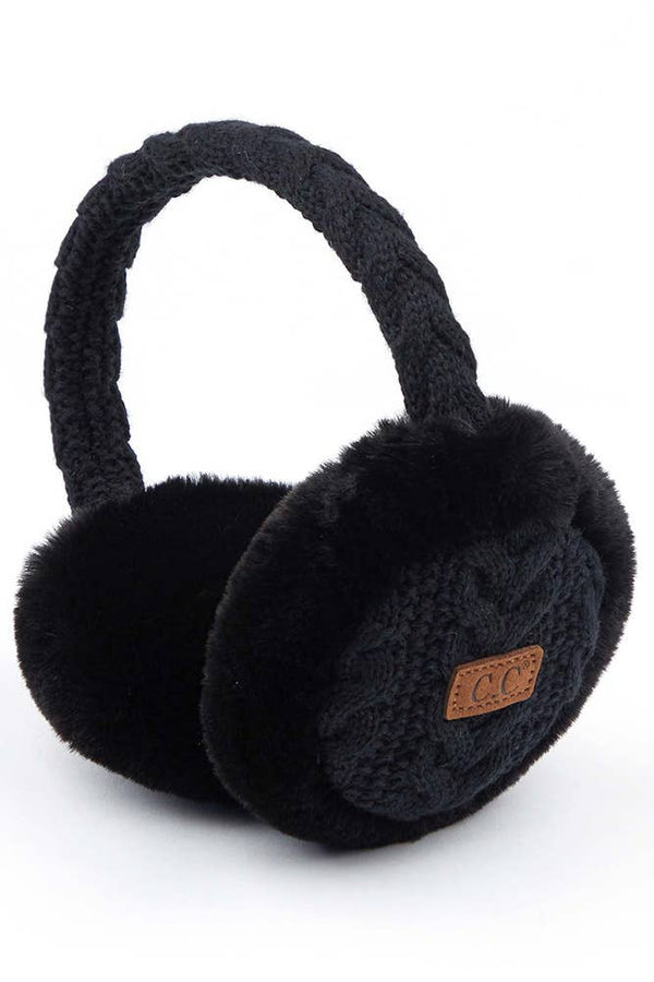 C.C Cable Knit/Fur Earmuff