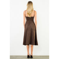 THML Suede Strapped Dress-Chocolate