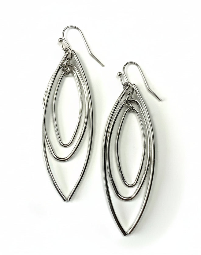 Triple Silver Dangle Earrings
