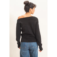 Off the Shoulder Sweater Top-Black