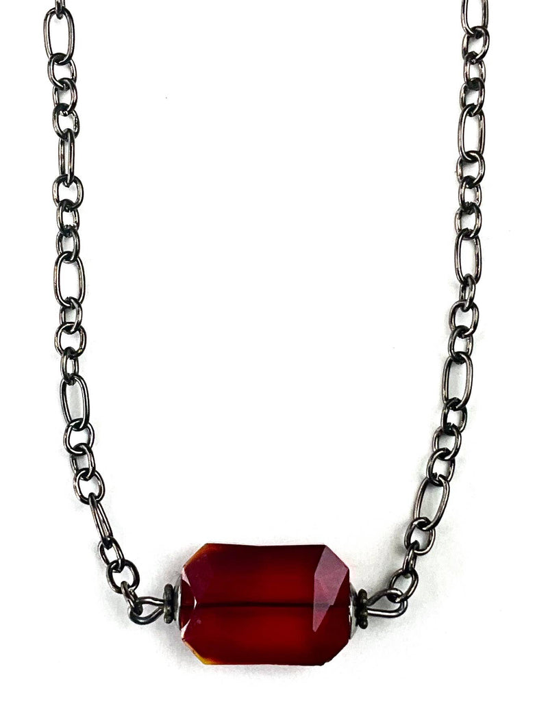 Gunmetal Chain with Ruby Stone