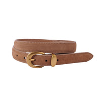 Suede Belt with Curved Gold Buckle