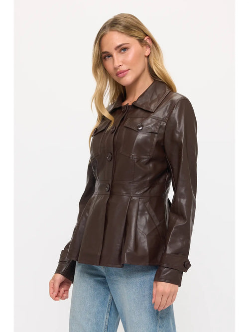 Atlas Utility Leather Jacket-Coffee