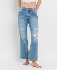 Distressed Straight Leg Jeans