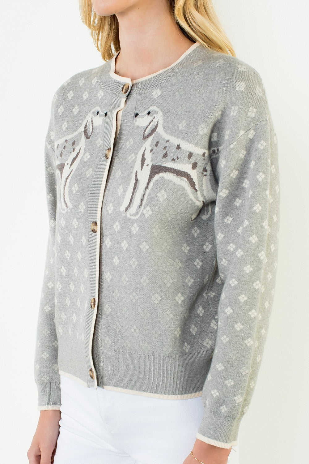THML Buttoned Front Dog Print Cardigan