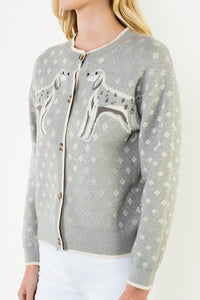 THML Buttoned Front Dog Print Cardigan