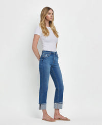 Cuffed Straight Jeans-Daphne