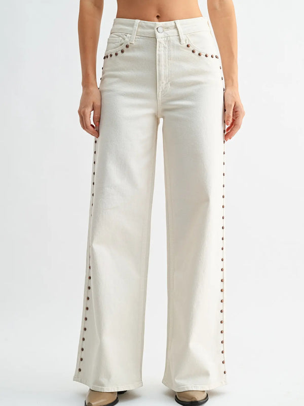 JBD Studded Palazzo Wide Leg Jeans