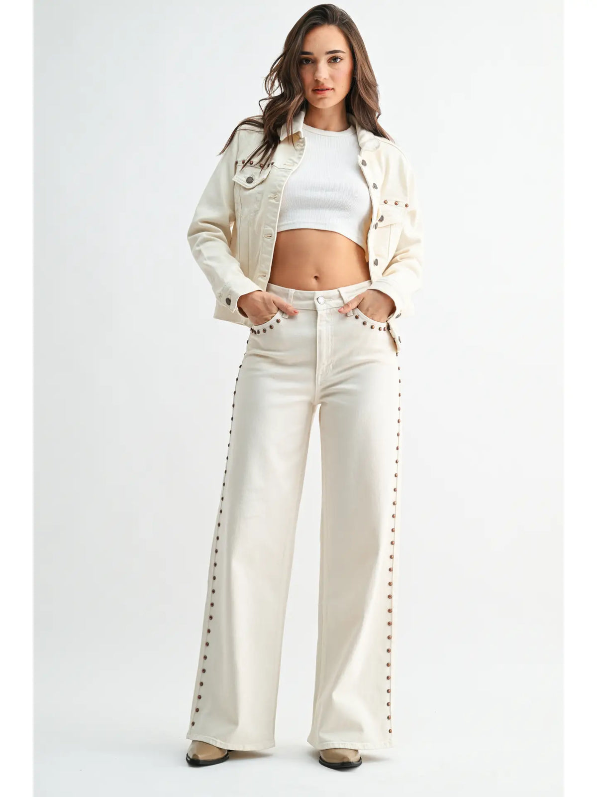 JBD Studded Palazzo Wide Leg Jeans