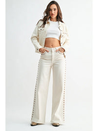 JBD Studded Palazzo Wide Leg Jeans