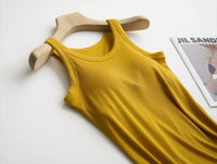 Rib tank top w built in bra-Mustard