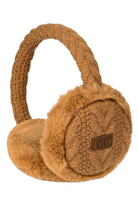 C.C Cable Knit/Fur Earmuff