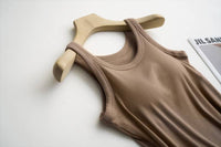 Rib tank top w built in bra -Cocoa