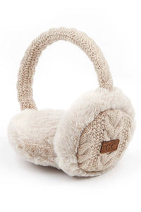 C.C Cable Knit/Fur Earmuff
