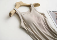 Rib tank top w built in bra-Tan
